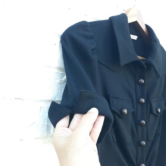 Diane Von Furstenberg Wool Shirt Dress Black - Picture 6 of 10